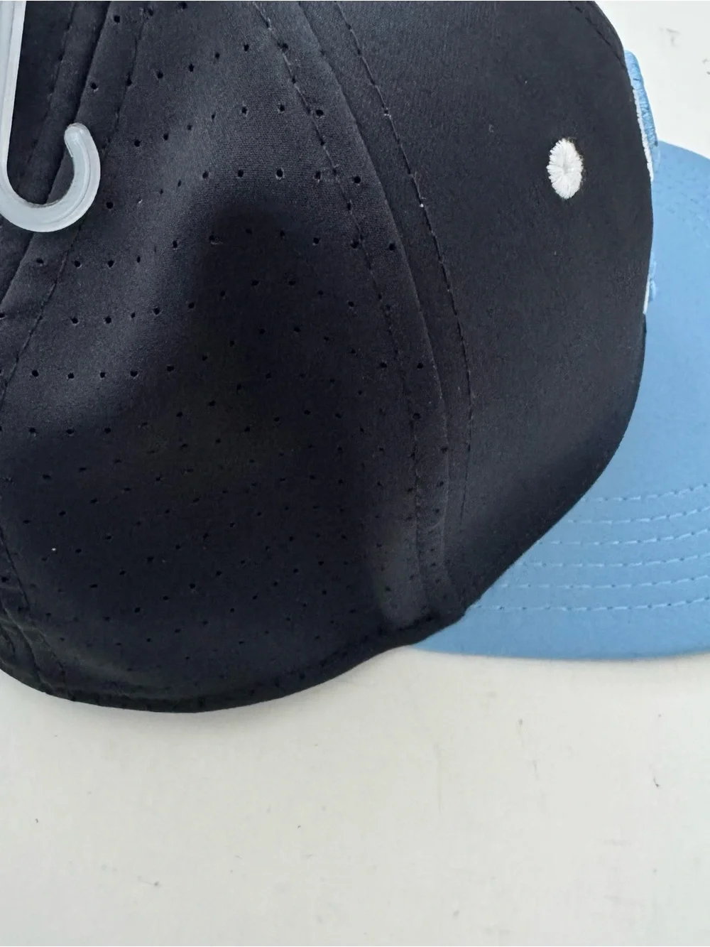 The Game Pro Hat Black Light Blue Braves Snapback Cap XS Performance Perforated